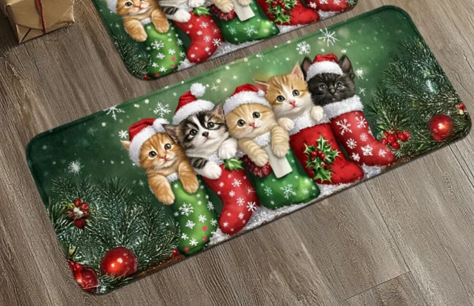VIKAMA Christmas Carpet Cute 5 Kittens Floor Mat Door Mat Soft Welcome Carpet Living Room Carpet Rug For Bedroom Home Decoration