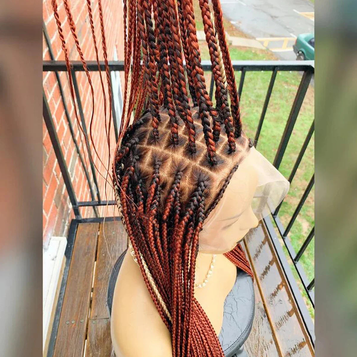 Ombre Blonde Knotless Box Braided Wig | Full Lace Braids Wig | Senegalese Twist, Passion Twist, Faux Locs Styles Available | Kanekalon Hair