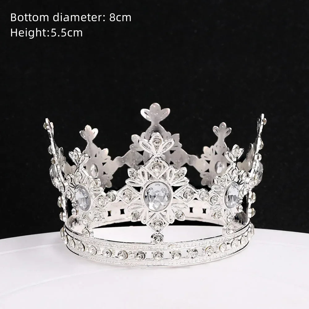 Rhinestone Crown Baking Cake Topper Headwear Decoration Children's Hair Accessories Princess Wedding Birthday Party Supplies New