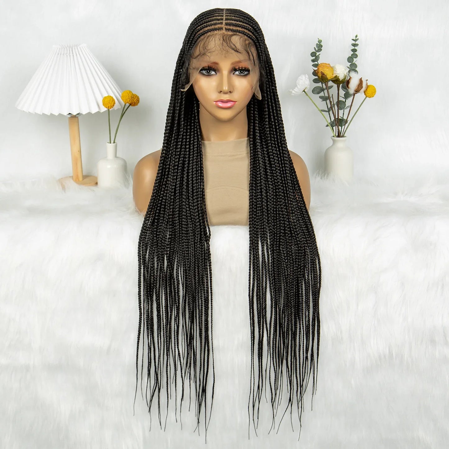 KIMA 36" Tribal Cornrow Braids Wig | Transparent Full Lace | Box Braids | Baby Hair
