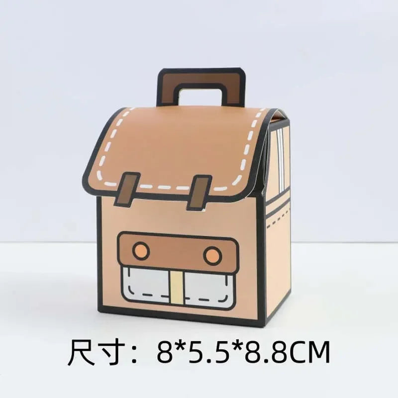 5PCS Creative Gifts Packaging Bags Cartoon School Bag Shape Candy Snack Self-lock Bags for Kids Birthday Party Decors Gifts