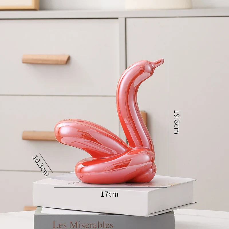 Nordic Ceramic Swan Sculpture Animal Decorative Figurine Home Decor Room Accessory Swans Decorative Item