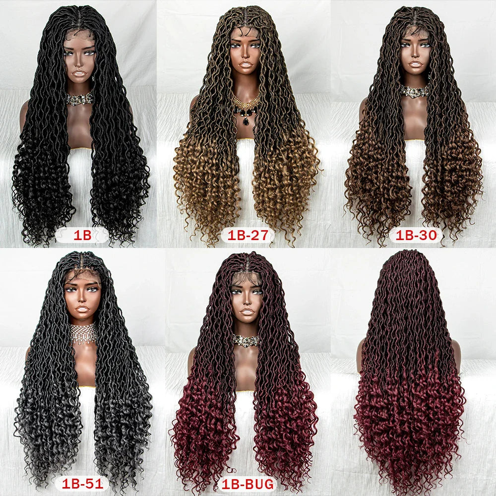 Colorful Dreadlocks & Water Wave Braids Wig | Lace Front | Baby Hair