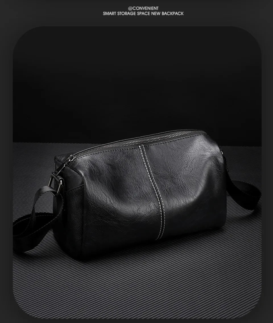 Men's Full Grain Leather Shoulder Bag | Vintage-Inspired Convertible Crossbody Pack (Durable Work & Weekend Bag)