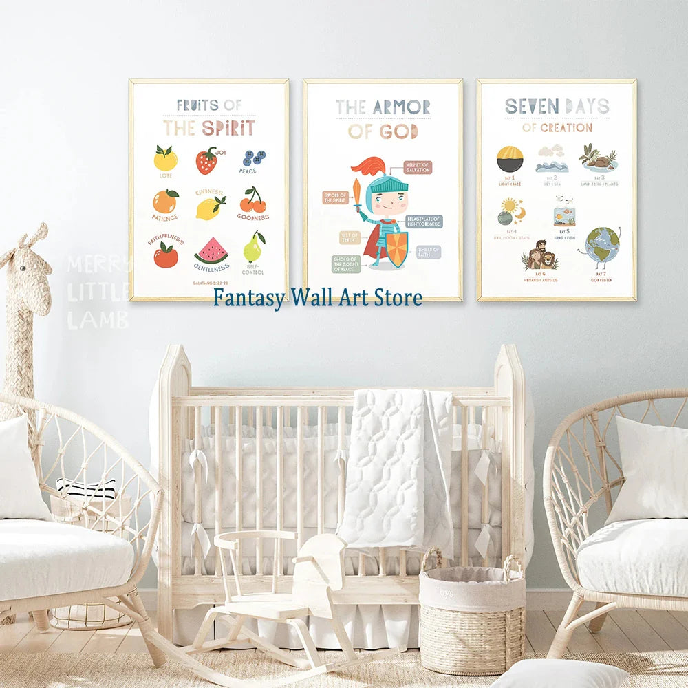 Books of The Bible 10 Ten Commandments Christian Education Canvas Kids Scripture Poster Christian Preschool Church Sunday Decor