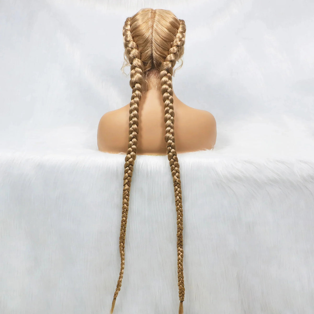 Handmade Double Dutch Cornrow Braided Wig | Natural Black Lace Front | Baby Hair | Kanekalon Synthetic Wig for Women