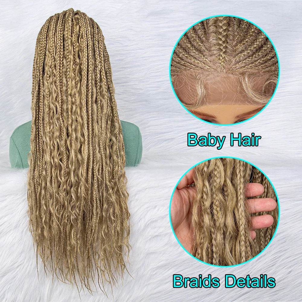 28" Brown Braided Wig | 13x5 Lace Front with Baby Hair