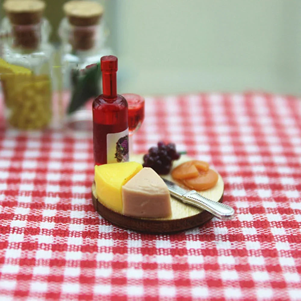 1/12 Doll House Miniature Cake Wine Dish Simulation Food Drinks Model Toys for Mini Scene Decoration Dollhouse Diy Accessories