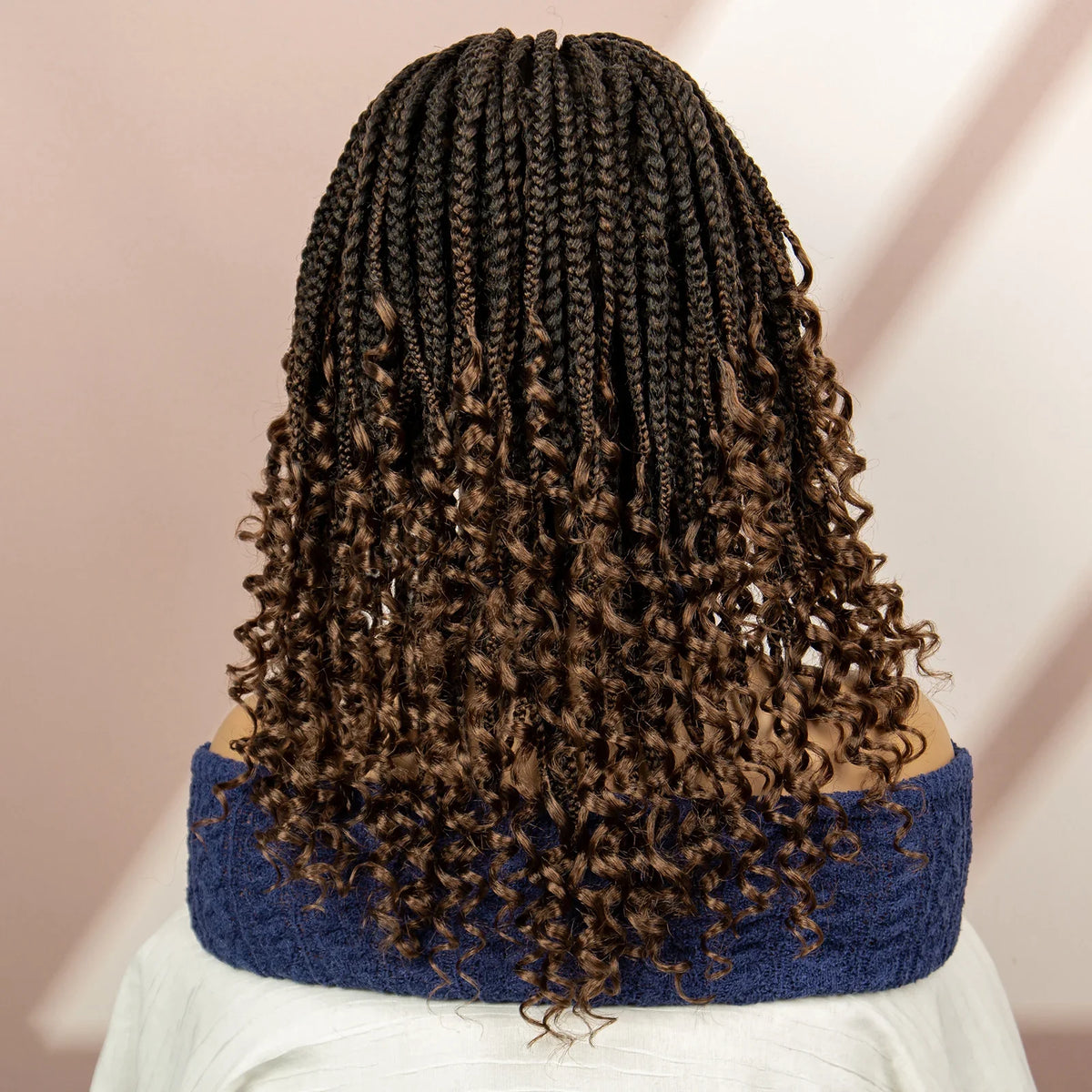 Short Bob Boho Knotless Box Braids Wig | 360 Double Full Lace | Curly Ends