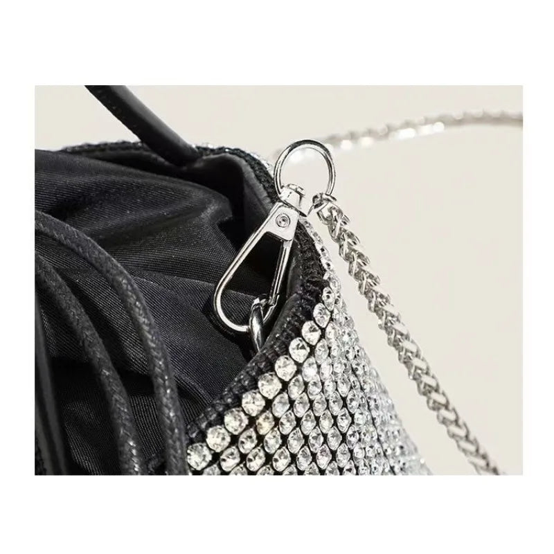 Glamorous Rhinestone Pearl Stage Bag | Women's Sparkly Evening Clutch & Luxury Performance Purse (Large Capacity Crossbody Shoulder Bag)