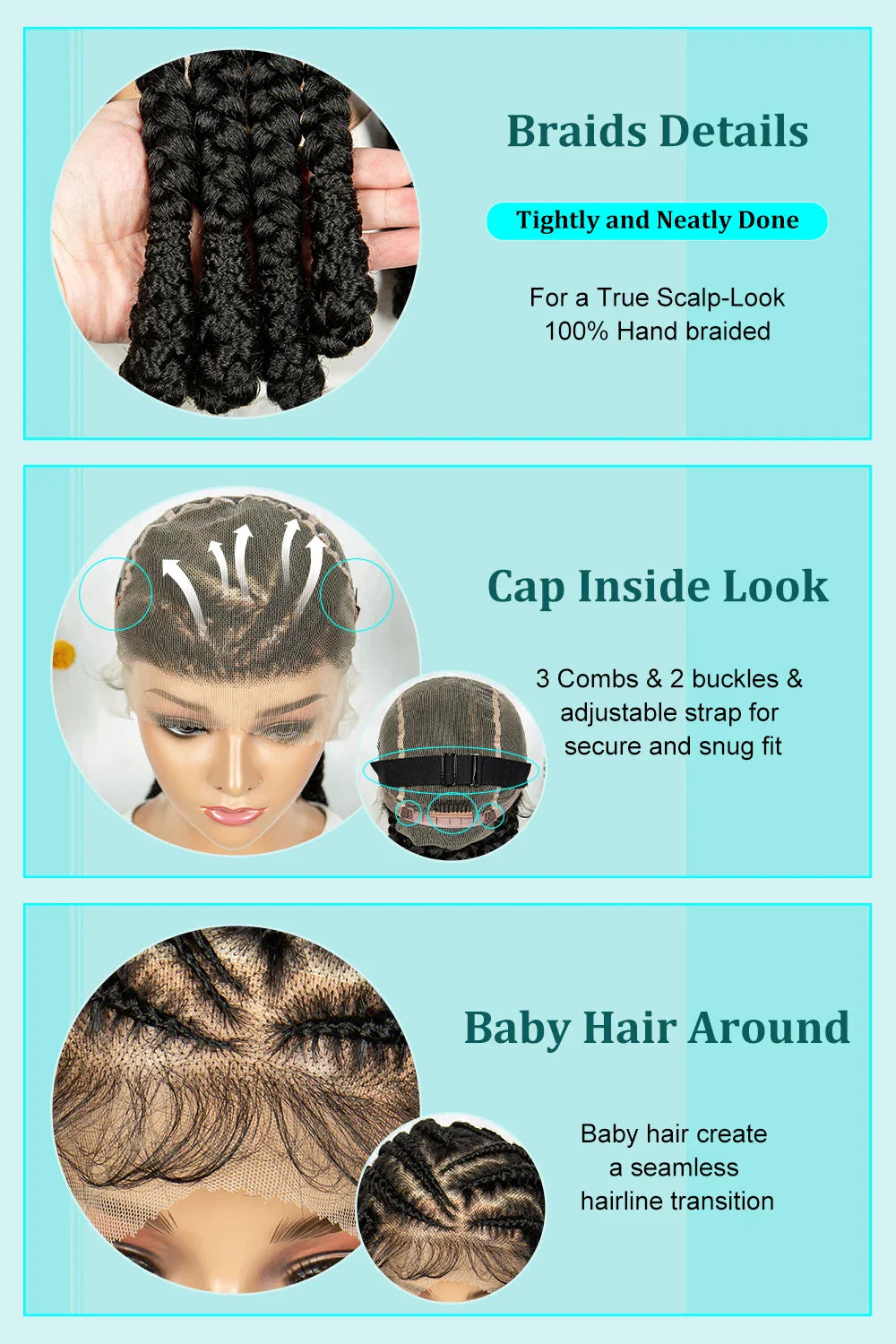 Box Braids Wig Crochet Hair Bohemian Braids Braiding Hair With  Pre-plucked Synthetic Crochet Hair for Women
