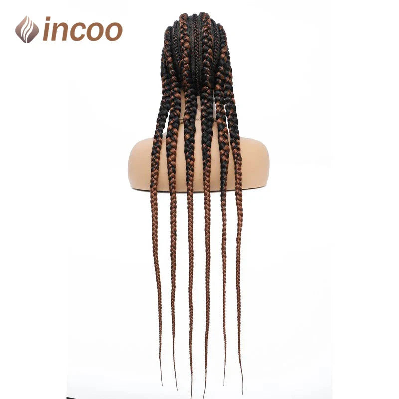 36" Jumbo Dutch Twins Cornrow Braided Lace Front Wig | Full Lace | Synthetic Crochet Hair | Black Women