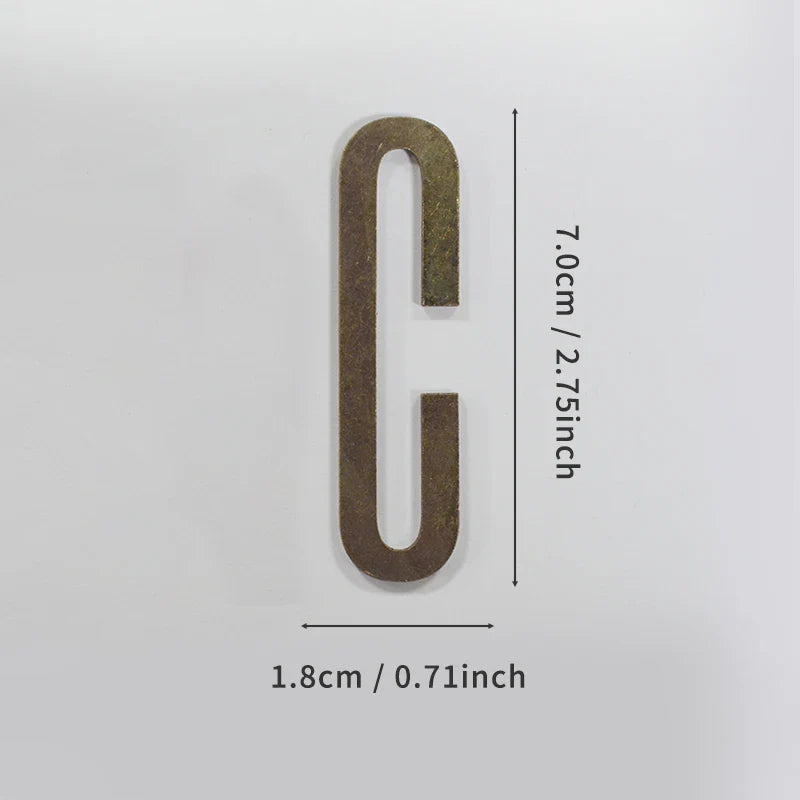 Bronze Self Adhesive House Number Metal English Alphabet Letters for Apartment Room Door Plate Table Mailbox Number Stickers 7cm