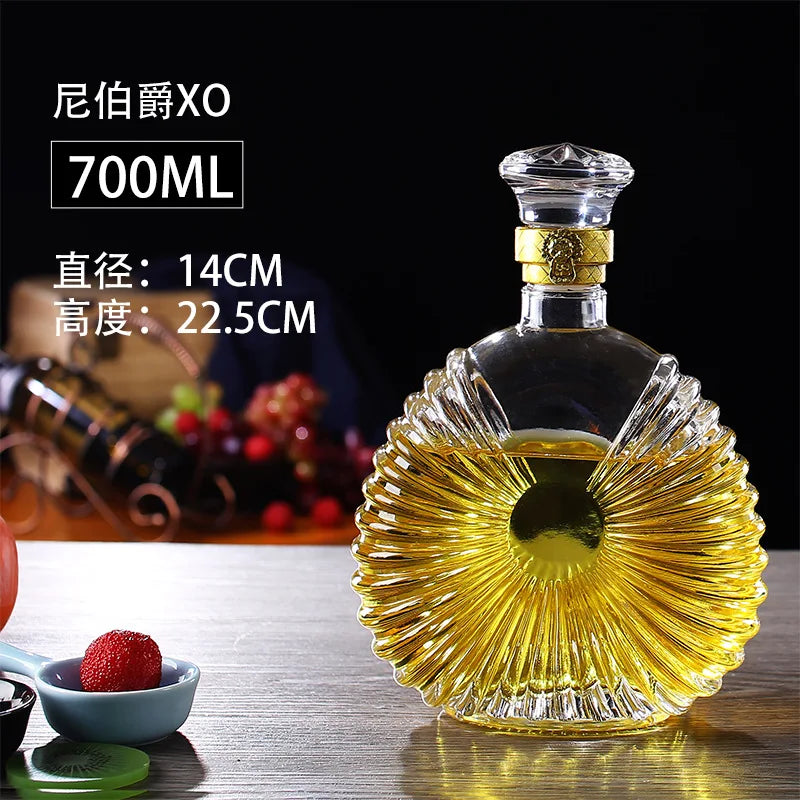 Novelty Design Multi Styles Barware Wine Glass Bottle 250-1000ml Lead-free Glass Whiskey Decanters for Liquor Scotch Bourbon