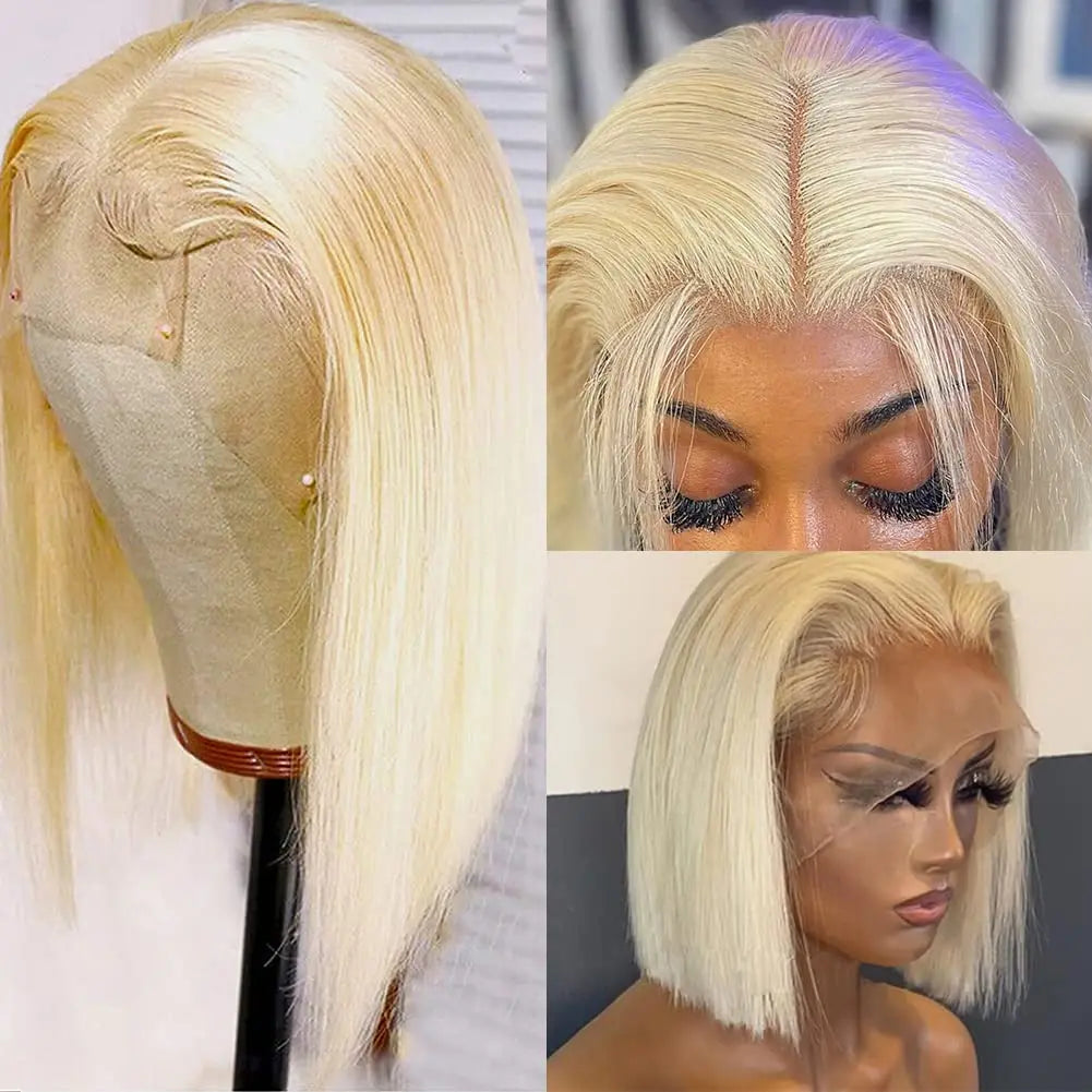 Ombre Honey Blonde & Red Wine Bob Wig | 13x4 HD Transparent Lace Front Human Hair