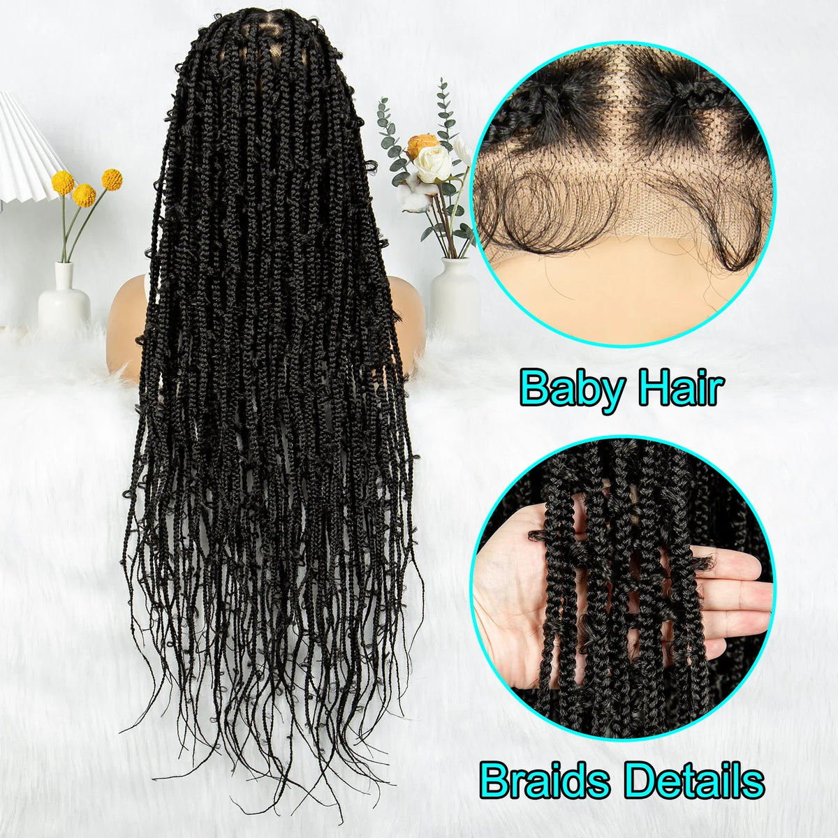 Kima Butterfly Crochet Box Braided Wigs Synthetic Cornrow Full Lace Wig Dreadlocks Wig Crochet For Black Women