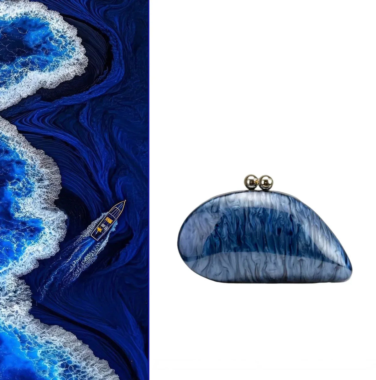 New Hot Sale Acrylic Shell-Shaped Clutch Bag | Women's Designer Evening Party Purse & Cute Birthday Gift (Blue Shoulder Bag)