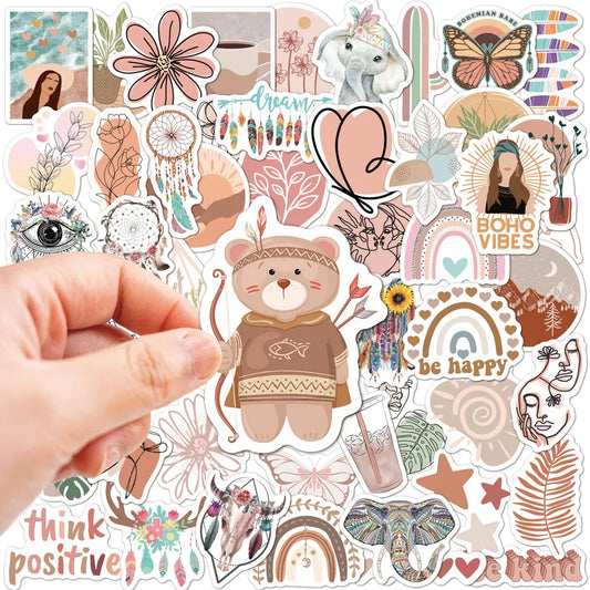 10/30/50pcs Cute Cartoon Art Bohemian Aesthetic Stickers Graffiti Decals Laptop Phone Scrapbook Car Luggage Waterproof Sticker
