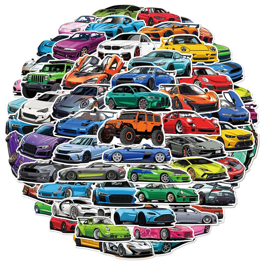 50/100 PCSRacing Car Cartoon Stationery Graffiti Stickers Decorative Water Cups Scooter Luggage Waterproof Stickers