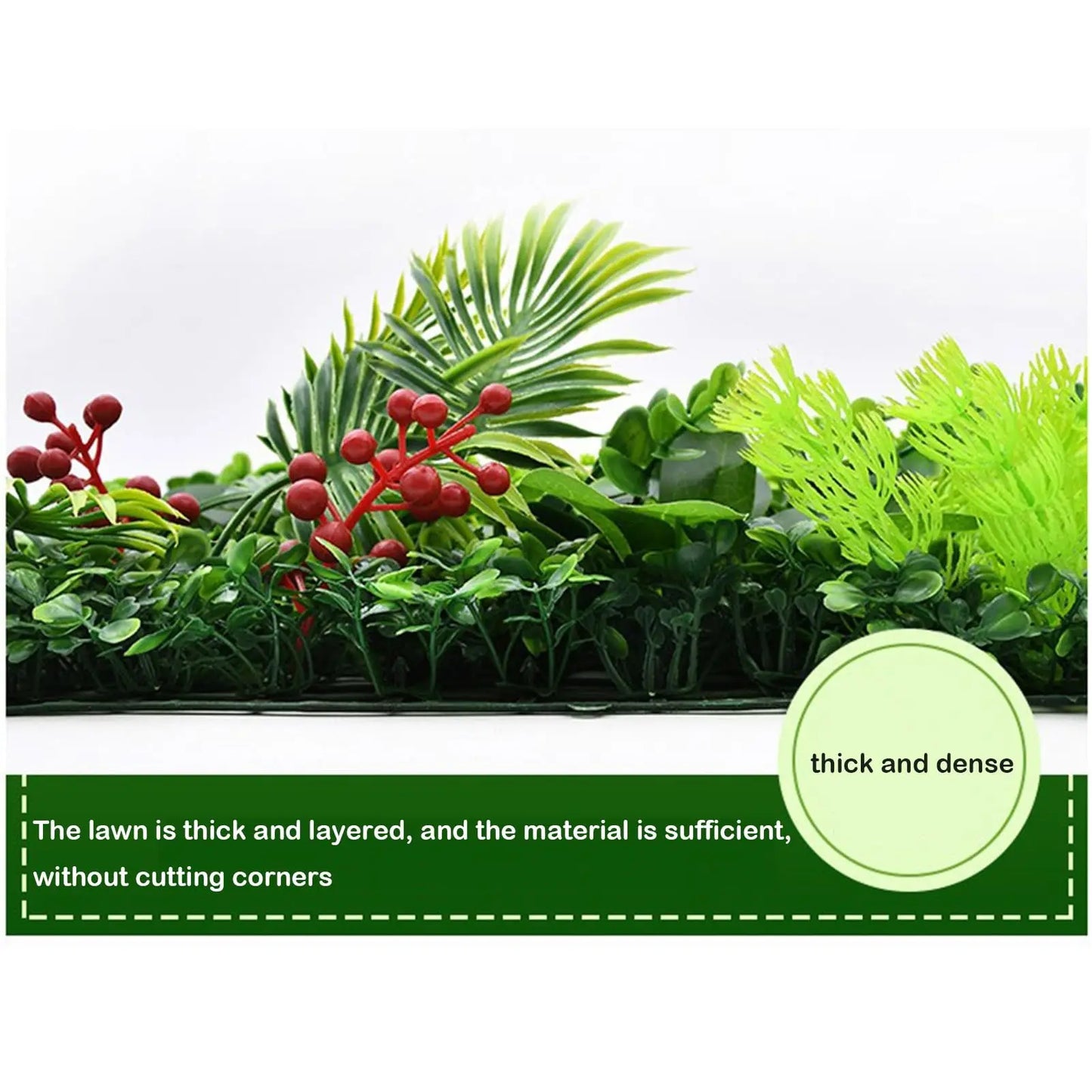 1pc Artificial Green Plant Wall Panel with Grass Flower Boxwood Hedge Wall Outdoor Artificial Privacy Fence Screen Fake Flower G