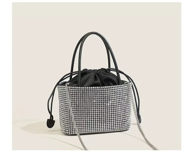 Glamorous Rhinestone Pearl Stage Bag | Women's Sparkly Evening Clutch & Luxury Performance Purse (Large Capacity Crossbody Shoulder Bag)