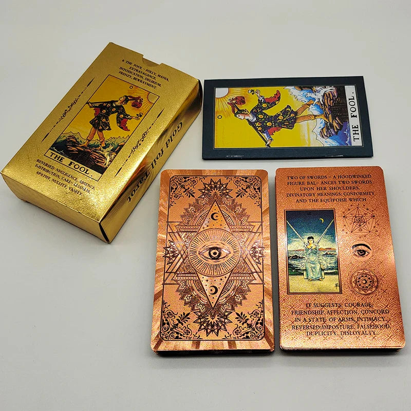 New Version Plastic Tarot Rider Waite Waterproof Gold Foil Tarot Deck With Nice PVC Package Prediction Cards Game