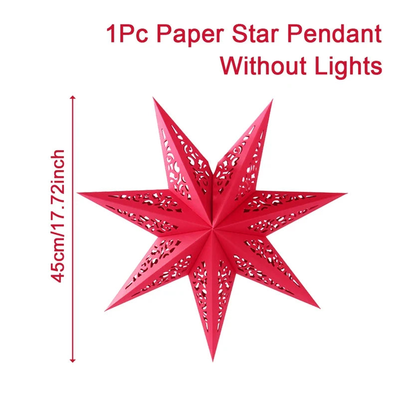 30-75cm Hollow Star Hanging Pendant Eid Mubarak Christmas Ramadan Decoration 2024 Islamic Muslim Party Decor Ramadan Kareem Gift