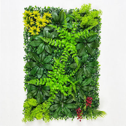 1pc Artificial Green Plant Wall Panel with Grass Flower Boxwood Hedge Wall Outdoor Artificial Privacy Fence Screen Fake Flower G