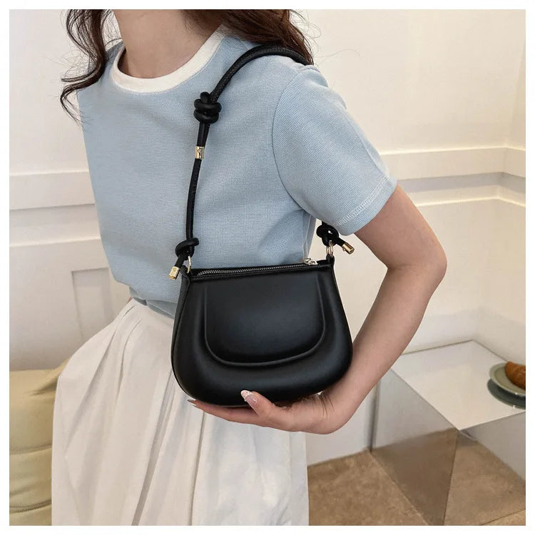 Soft PU Leather Ladies Crossbody Bag | Women's Purple Underarm Bag & Retro Solid Color Handbag (Fashion Design Girl Small Shoulder Bag)