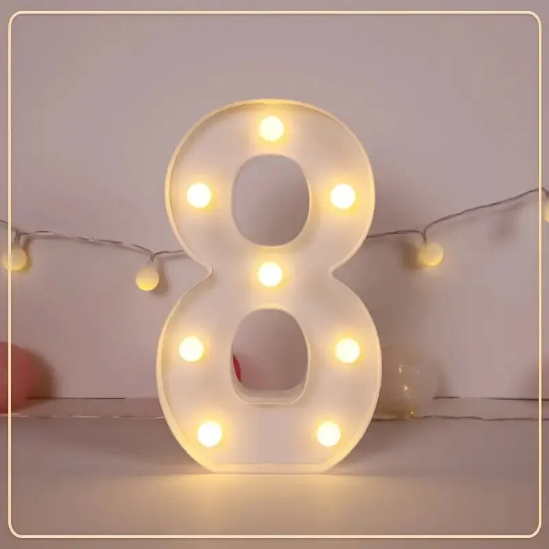 21.8cm White LED Letter&Number Night Lights,Battery Powered Decoration Lights,Wall Lights For Wedding,Birthday,Party,Christmas
