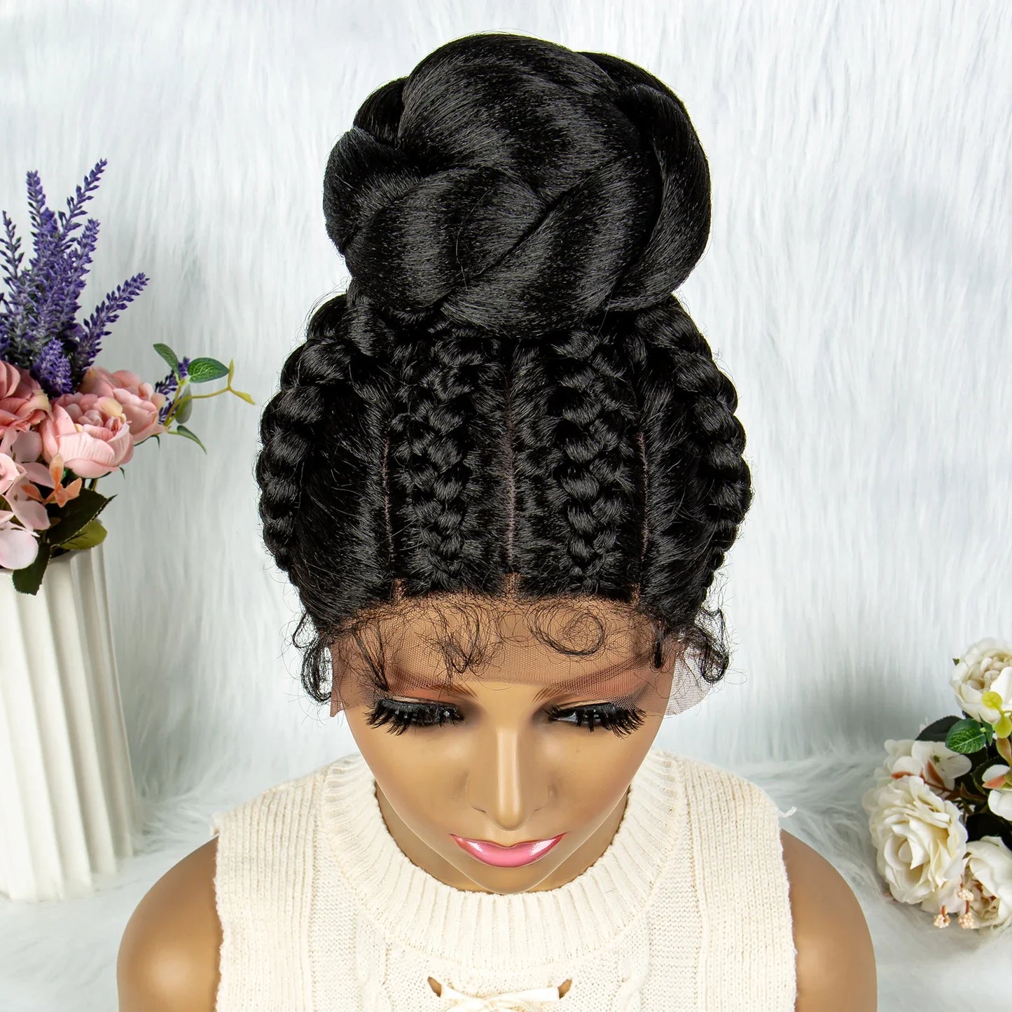 KIMA Bun Updo Braided Wig | Cornrow Style | Lace Front with Baby Hair
