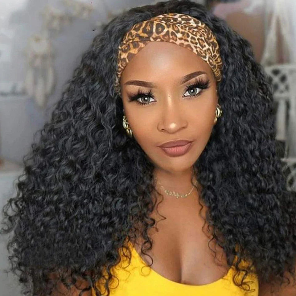 250% Density Mongolian Jerry Curly Headband Wig | Glueless Kinky Curly Remy Human Hair (Full Machine Made)