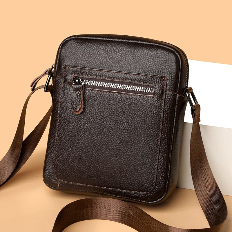 High Quality Genuine Leather Men's Shoulder Bag | Cow Leather Casual Daily Use Crossbody Purse & Handbag (Soft, Solid Color)