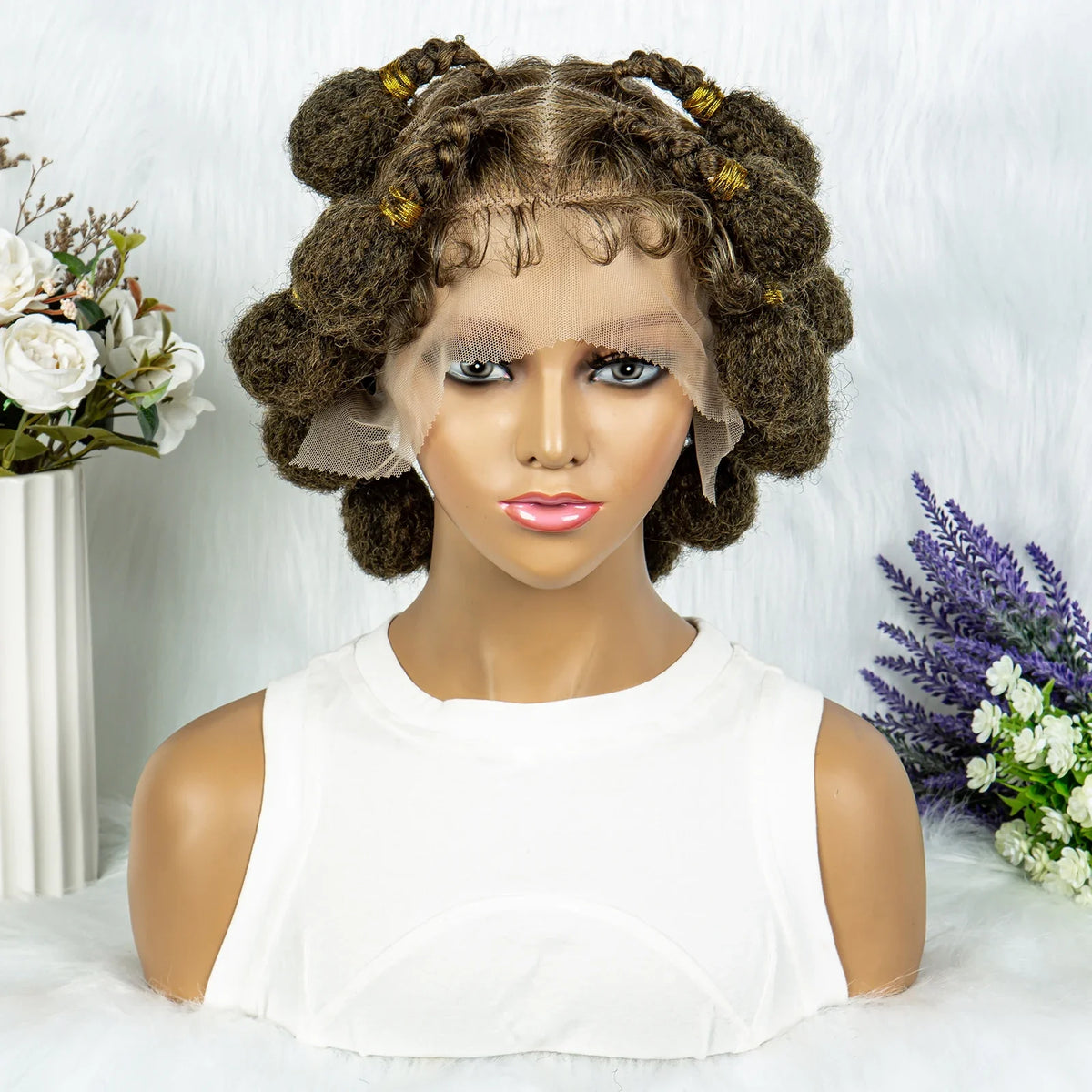 New Style Bantu Knot Knotless Box Braids HD Full Lace Wig | Synthetic Braided Wig for Black Women