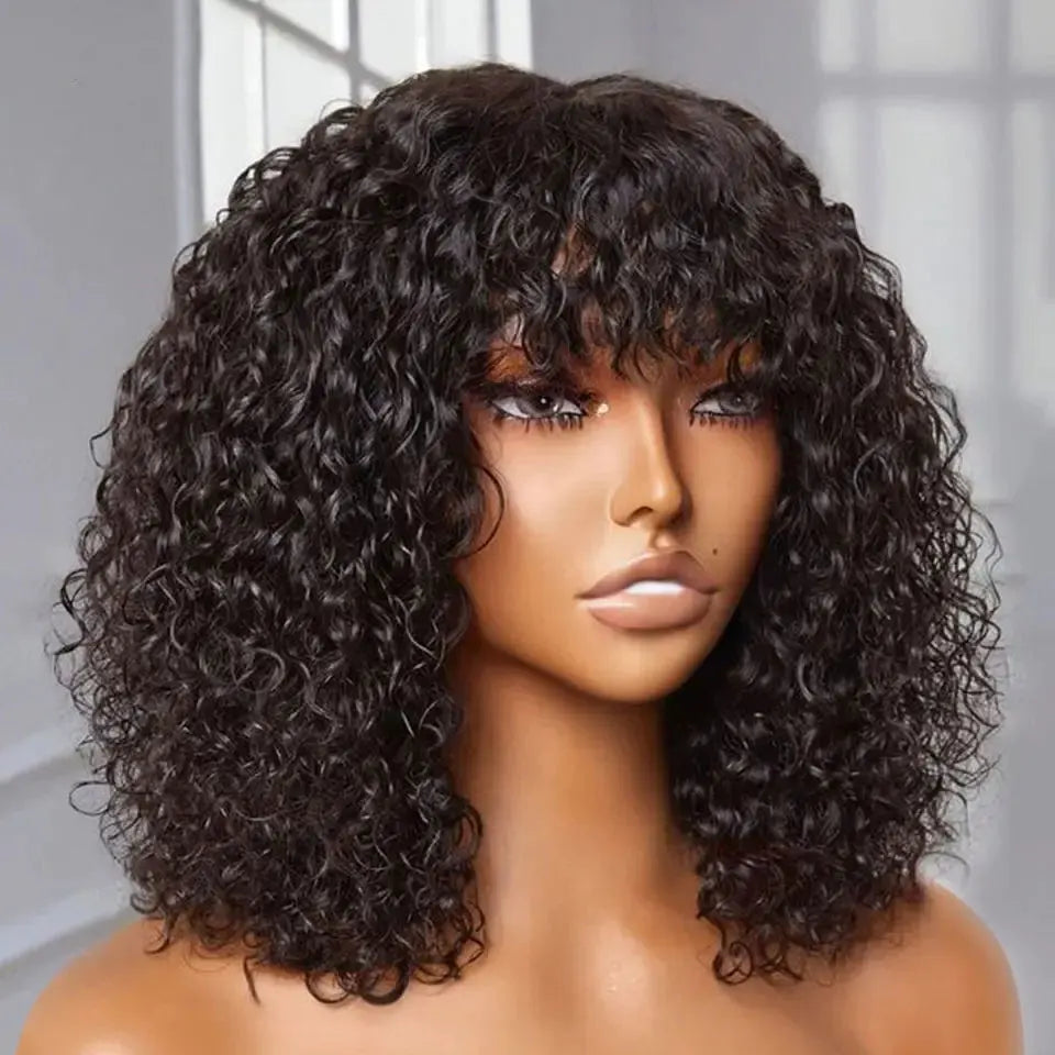 Ombre 99J & Blonde Jerry Curly Bob Wig with Bangs | Glueless "Wear to Go" Human Hair
