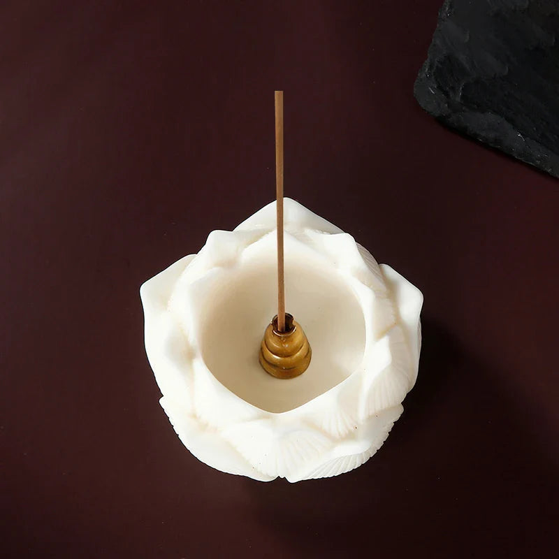 Ceramic Lotus Incense Burner Brass Gourd-shape Incense Holder Incense Stick Holder for Yoga Meditation Spa Home Decor