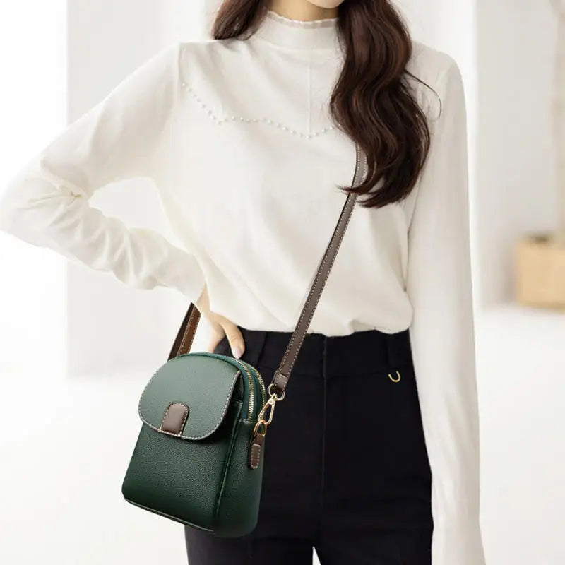Fashion Leather Crossbody Bag for Women | Mini Shoulder Bag & Flip Zipper Messenger Bag (Students' Small Handbag)