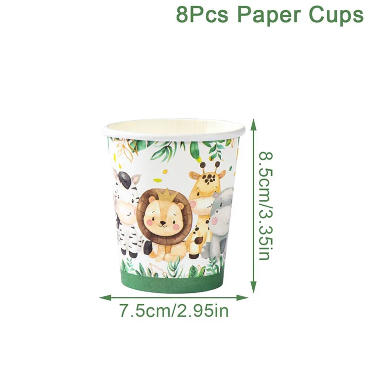 Jungle Safari Disposable Tableware Paper Plates Cups Animal 1st Wild One Birthday Party Decor kids Baby Shower Supplies Woodland