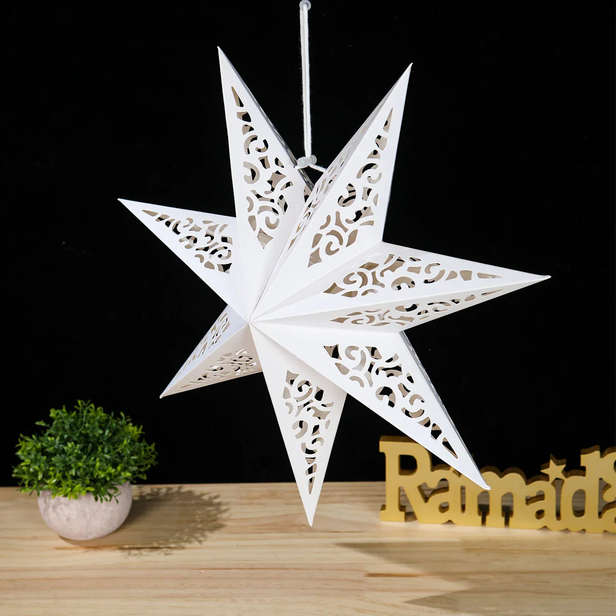 30-75cm Hollow Star Hanging Pendant Eid Mubarak Christmas Ramadan Decoration 2024 Islamic Muslim Party Decor Ramadan Kareem Gift