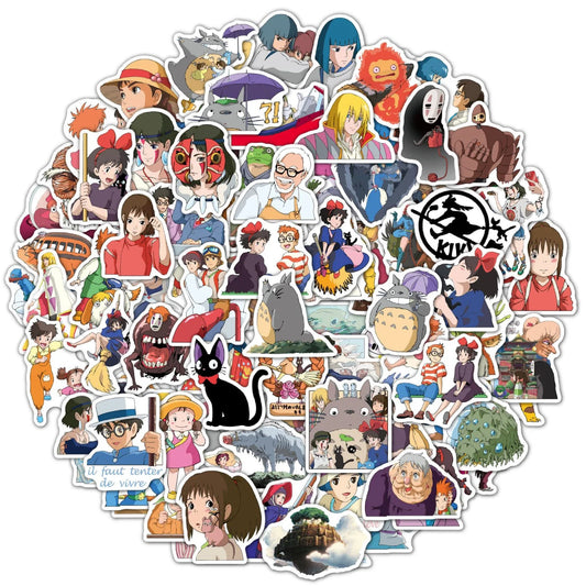 100Pcs Hayao Miyazaki Anime Stickers for Laptop Skateboard Luggage Phone Car Decals Graffiti Waterproof Sticker Kid Toy