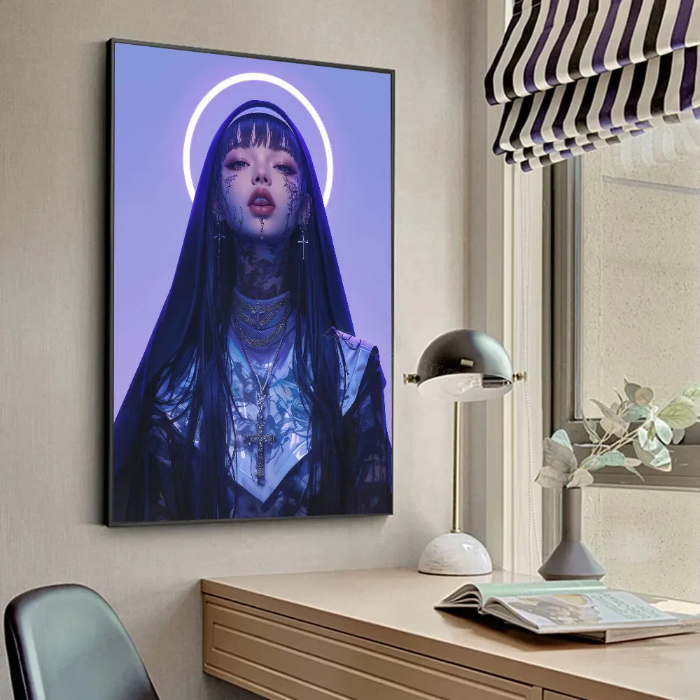 A-Anime Nun Poster HD Posters Home Room Bar Cafe Decor Art Wall Painting Picture