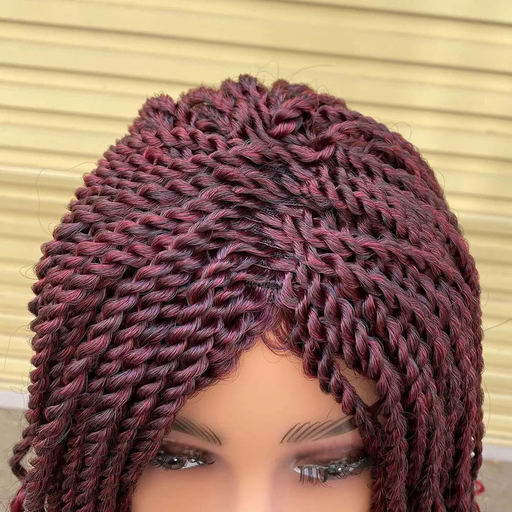 Short Ombre Bug Twist Braided Bob Wig | Crochet Hair | Synthetic African Braids | Black Women