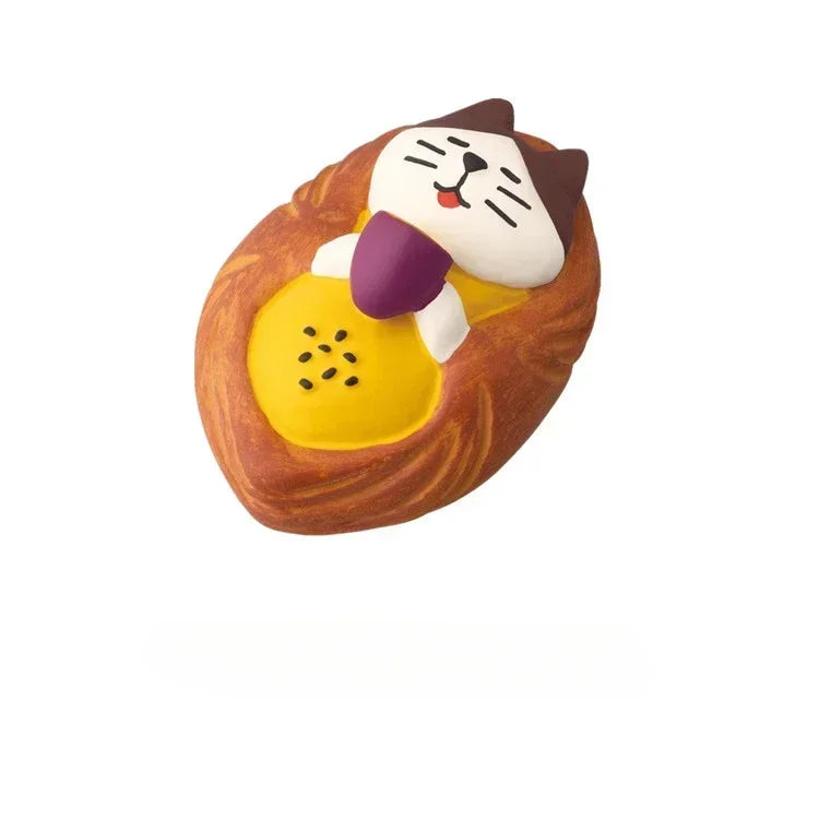 1pc ZAKKA Japanese Cat Food Bakery Coffee Shop Scene Decoration Resin Crafts Small Ornaments Croissant Donut Dessert Cupcake
