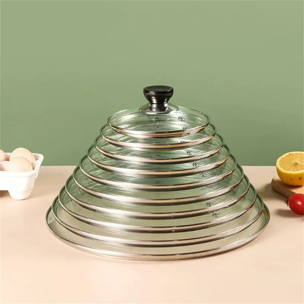 16-32cm Tempered Glass Pot Cover Visible Pot Cover Anti-Scalding Circular Frying Pot Cover Cooking Utensils Kitchen Accessories
