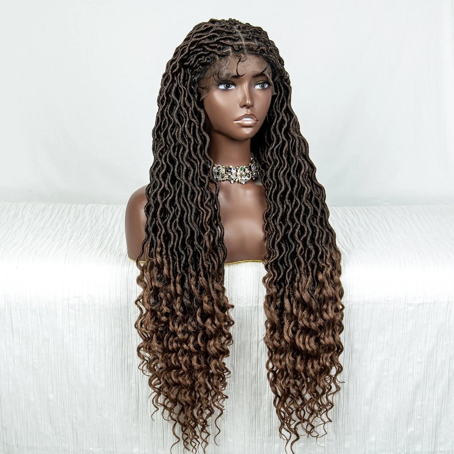 Colorful Dreadlocks & Water Wave Braids Wig | Lace Front | Baby Hair