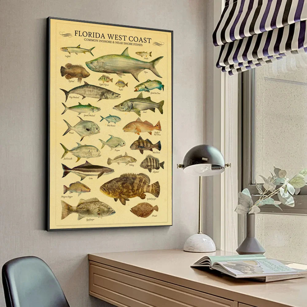 ACE Fishing Fish Sea Poster Wall Chart Prints And Posters Home Living Bed Room Decor Art Bar Cafe Framelesss Painting Poster