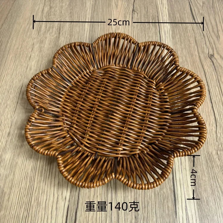 Imitation Rattan Fruit Basket Sundry Storage Basket Hand-Woven Storage Box Home Storage Supplies Tabletop Display Rattan Basket