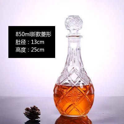 Novelty Design Multi Styles Barware Wine Glass Bottle 250-1000ml Lead-free Glass Whiskey Decanters for Liquor Scotch Bourbon
