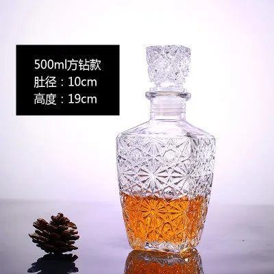 Novelty Design Multi Styles Barware Wine Glass Bottle 250-1000ml Lead-free Glass Whiskey Decanters for Liquor Scotch Bourbon