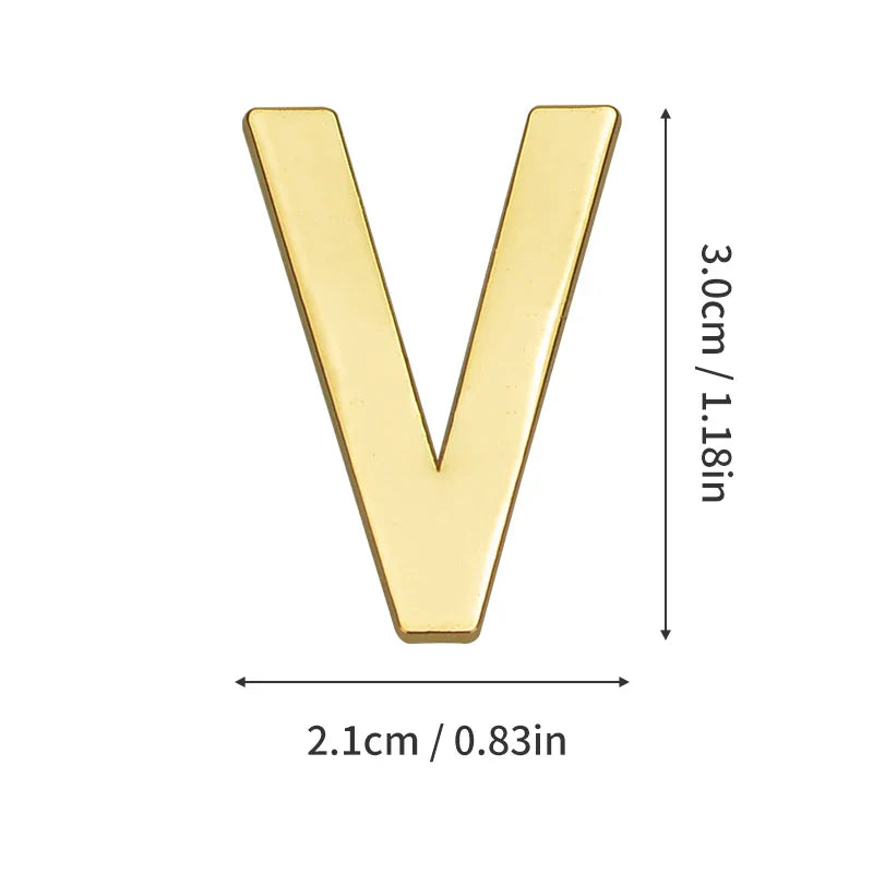 1Pcs Metal Self Adhesive House Number English Alphabet Letters for Apartment Room Door Plate Table Mailbox Number Stickers 3*2cm